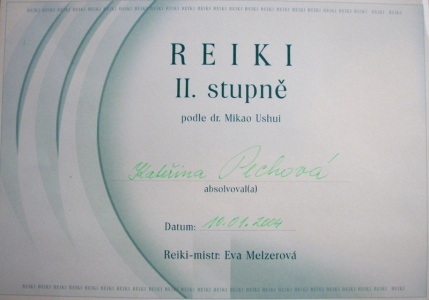 Certifikát Reiki 2. stupeň